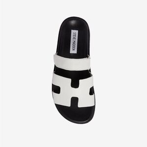 Steve Madden Mayven Black and White Slide Sandals